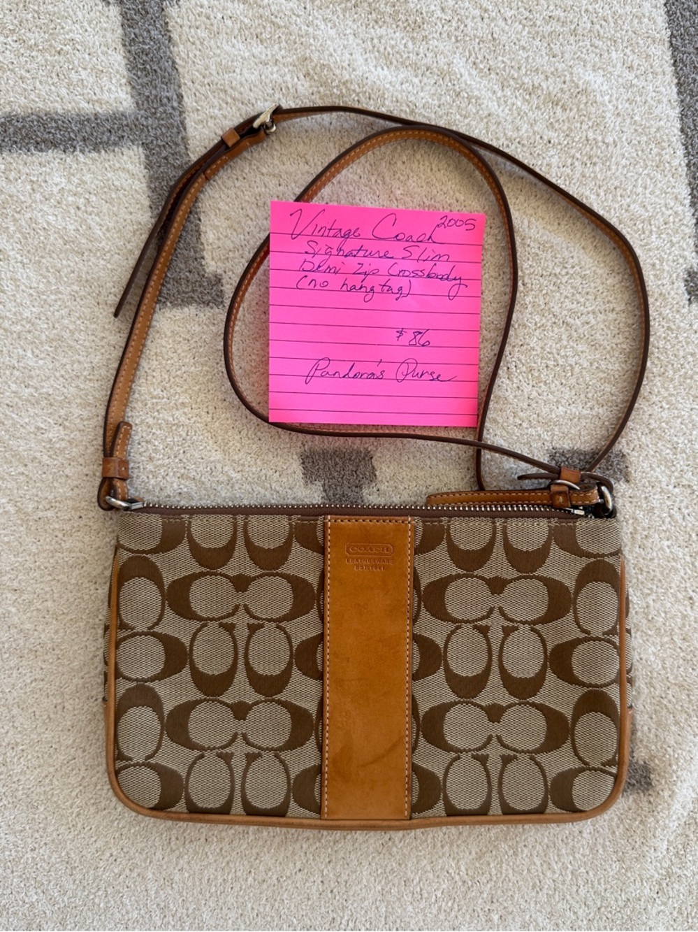 Coach Signature Canvas Crossbody in Brown/tan